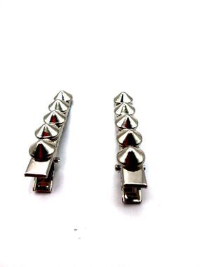 Metal Studded Silvertone Hair Clips Lot Of TWO New